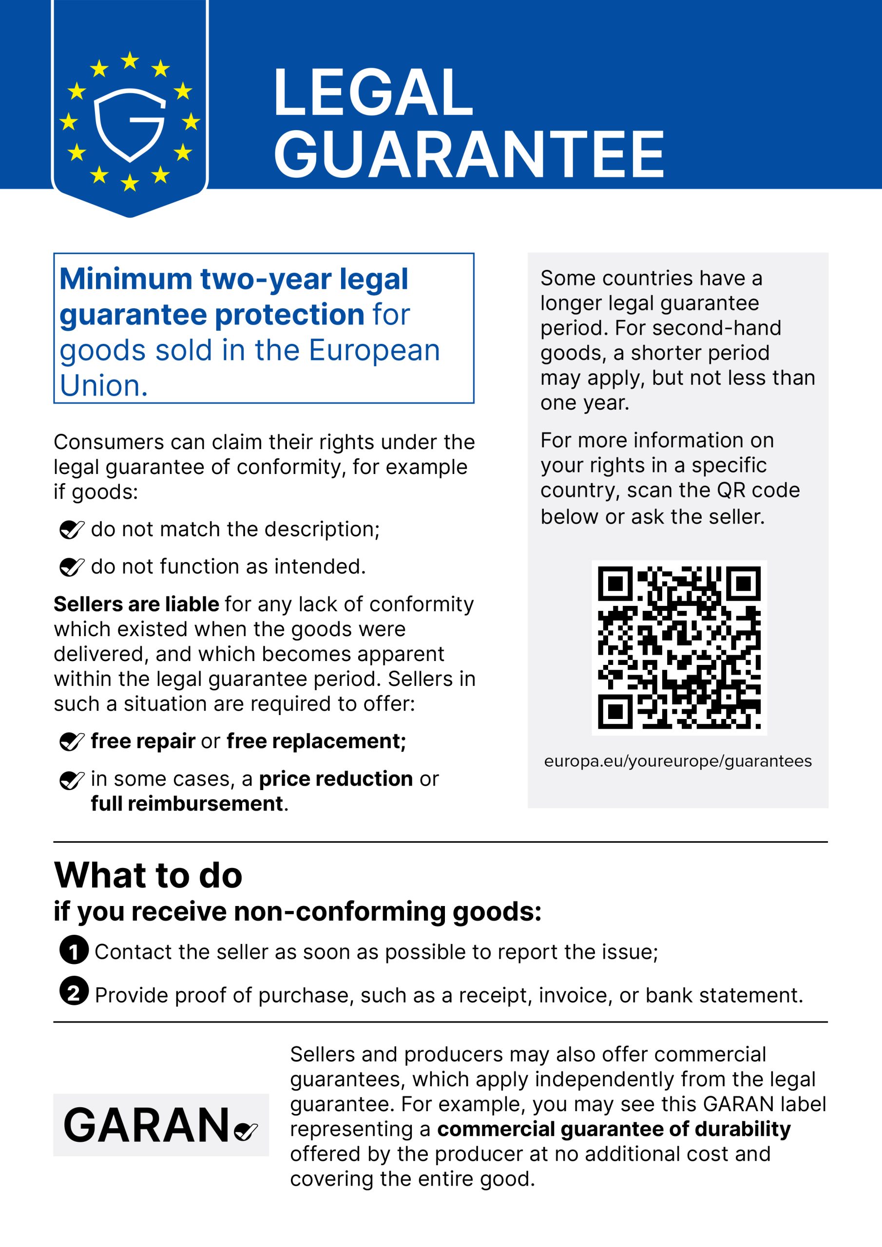 Information on the statutory warranty